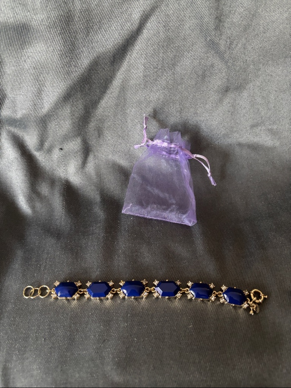 J. Crew Gold-Tone Bracelet with Deep Blue Faceted Stones